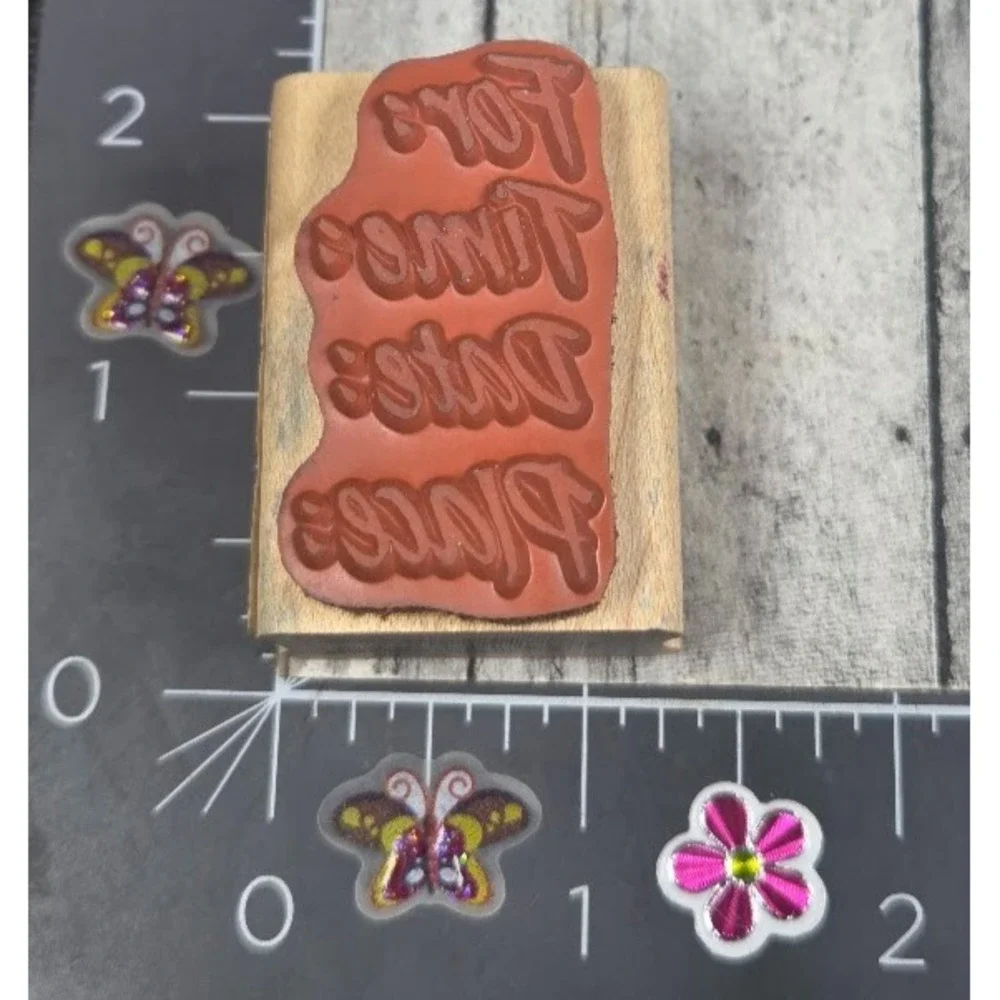 DeNami Design Invitation RSVP For Time Date Rubber Stamp Wood #O117